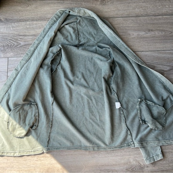 Keysha Washed Cotton Open Front  Hooded Jersey Sweatshirt Made in Italy - Picture 8 of 15